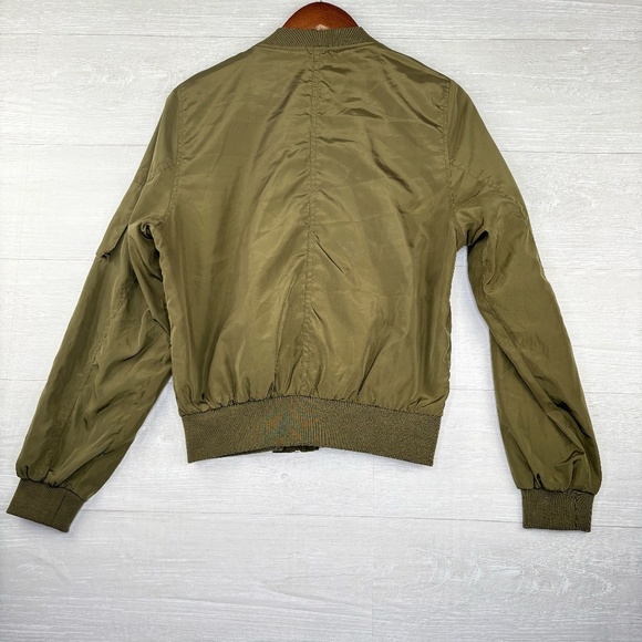 Love Tree Women's Rose Embroidered Army Green Light Bomber Jacket Size Small - Picture 11 of 11